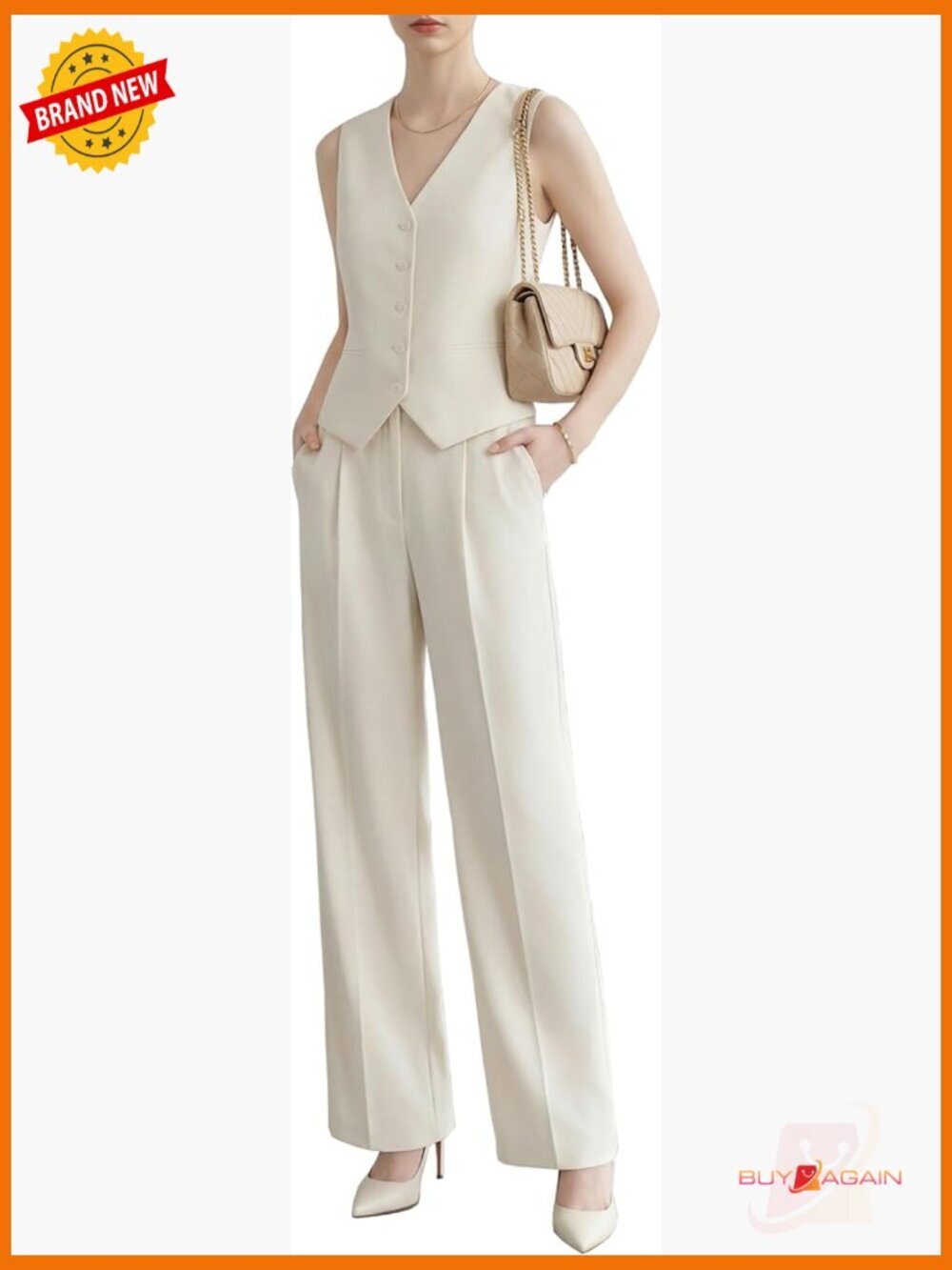 Women's Sleeveless Vest and Pant Suit Set 2-Piece